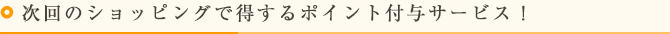 次回のショッピングで得するポイント付与サービス！